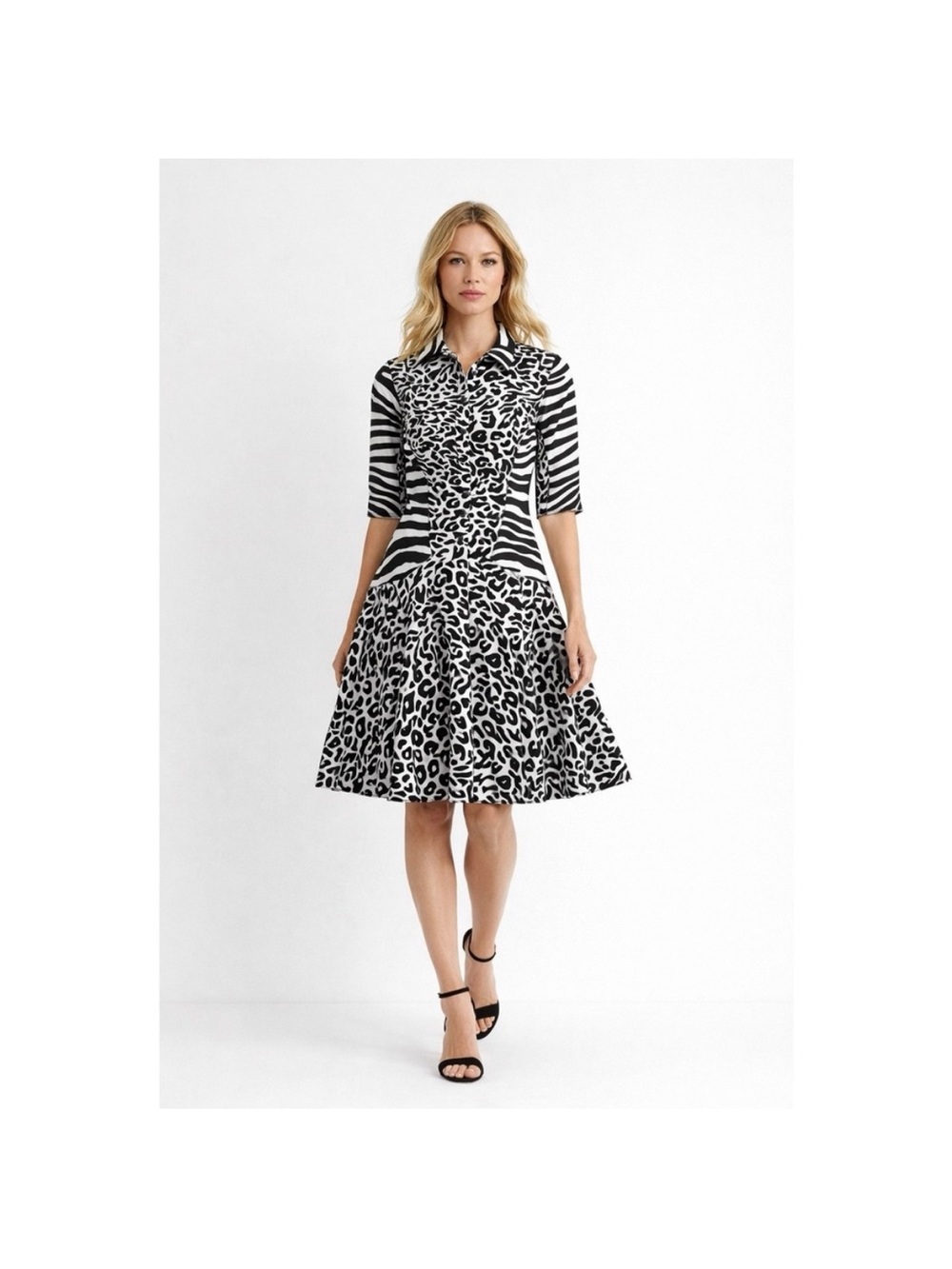 Proenza Schouler Zebra Print Short Sleeve Draped Dress 6